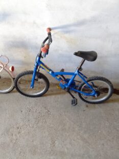 Esta bicicleta azul para niños cuenta con un diseño atractivo y manubrios rojos. Es ideal para que los más pequeños aprendan a andar en bicicleta. Su estructura es resistente y adecuada para el uso diario en parques y calles.